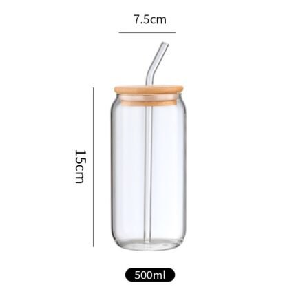 Vaso de Vidrio con Tapa de Bambú - 500ml - Imagen 3