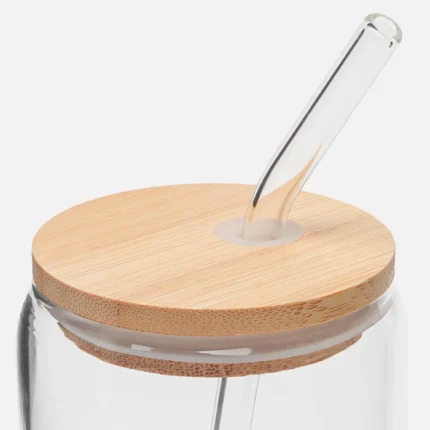 Vaso de Vidrio con Tapa de Bambú - 500ml - Imagen 6