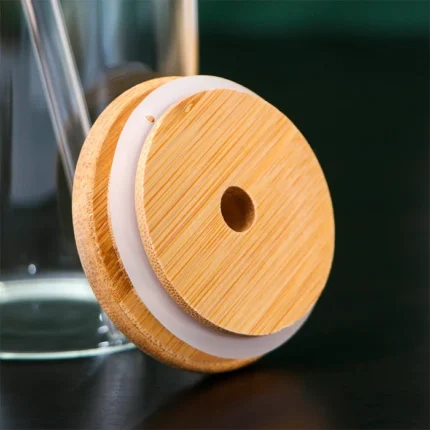 Vaso de Vidrio con Tapa de Bambú - 500ml - Imagen 4