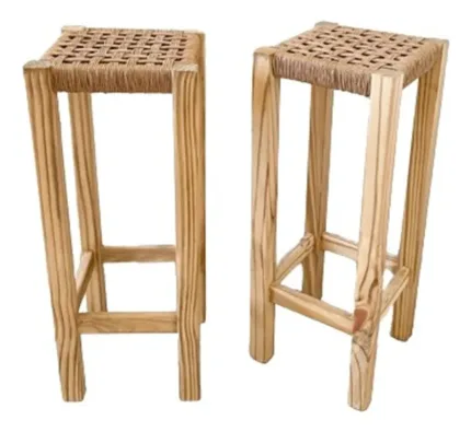 Taburetes de Madera y Cuerda de Cáñamo - Imagen 4