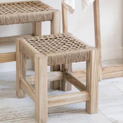 Taburetes de Madera y Cuerda de Cáñamo - Imagen 2