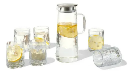 Set de Jarra + 6 Vasos de Vidrio Texturado - Imagen 5